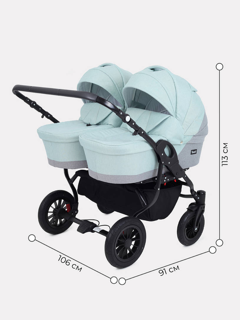Коляска для двойни 2 в 1 Rant Siena Duo 08 серый-ментоловый