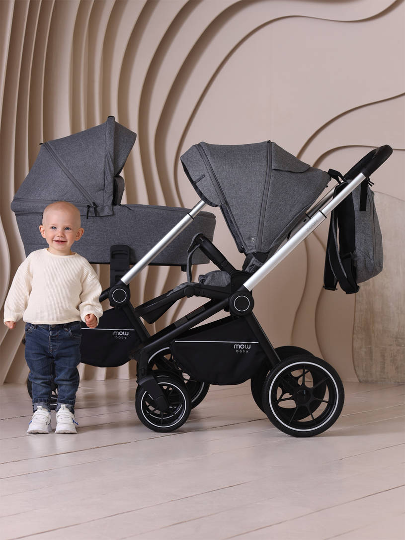 Коляска 2 в 1 MOWBaby ZOOM PU RA086 Silver Grey