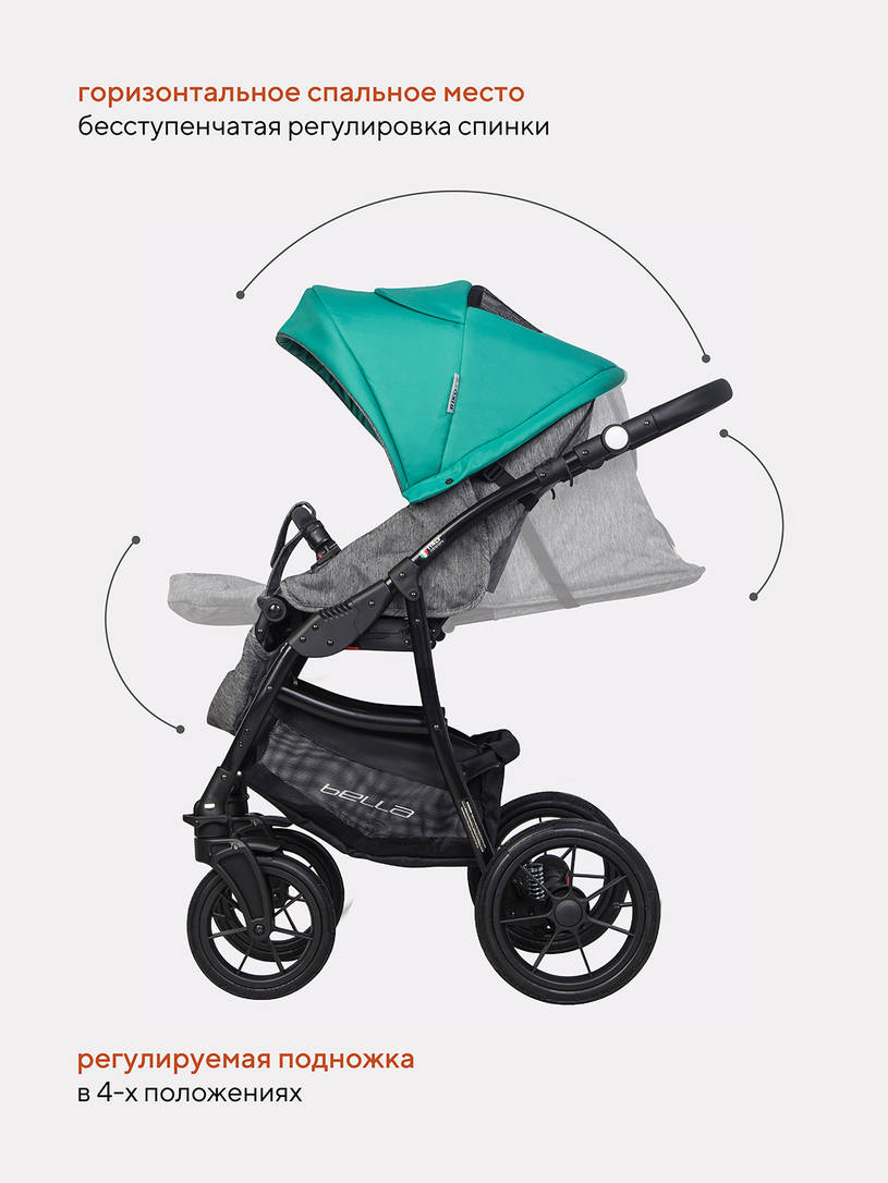 Коляска 2 в 1 Riko Basic Bella 03 мятный