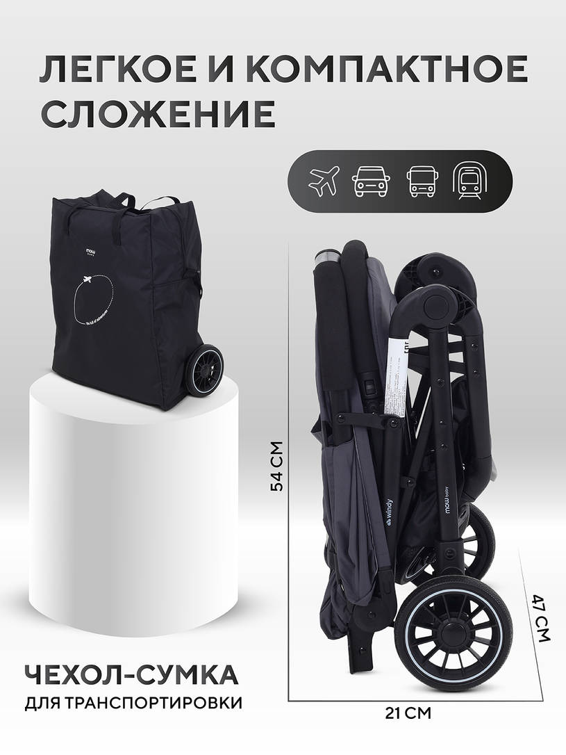 Коляска прогулочная Mowbaby Windy Graphite