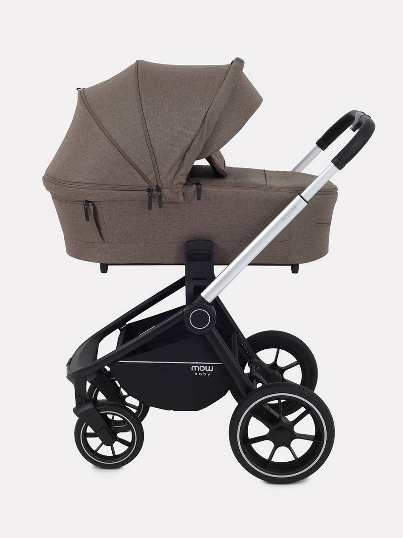 Коляска 2 в 1 Mowbaby Zoom PU silver cacao brown