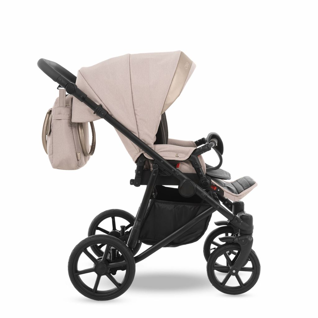 Коляска 2 в 1 Camarelo Ollio, Пудровый Меланж / Бежевая эко-кожа (03)