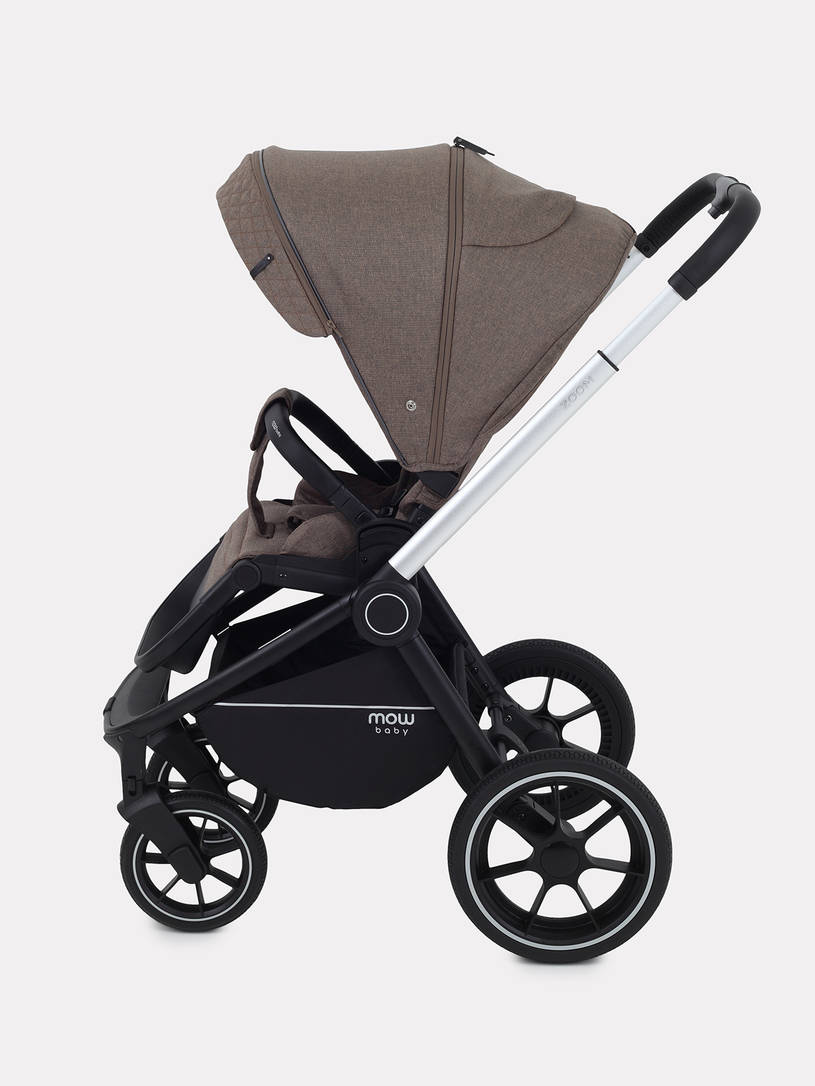 Коляска 2 в 1 Mowbaby Zoom PU silver cacao brown