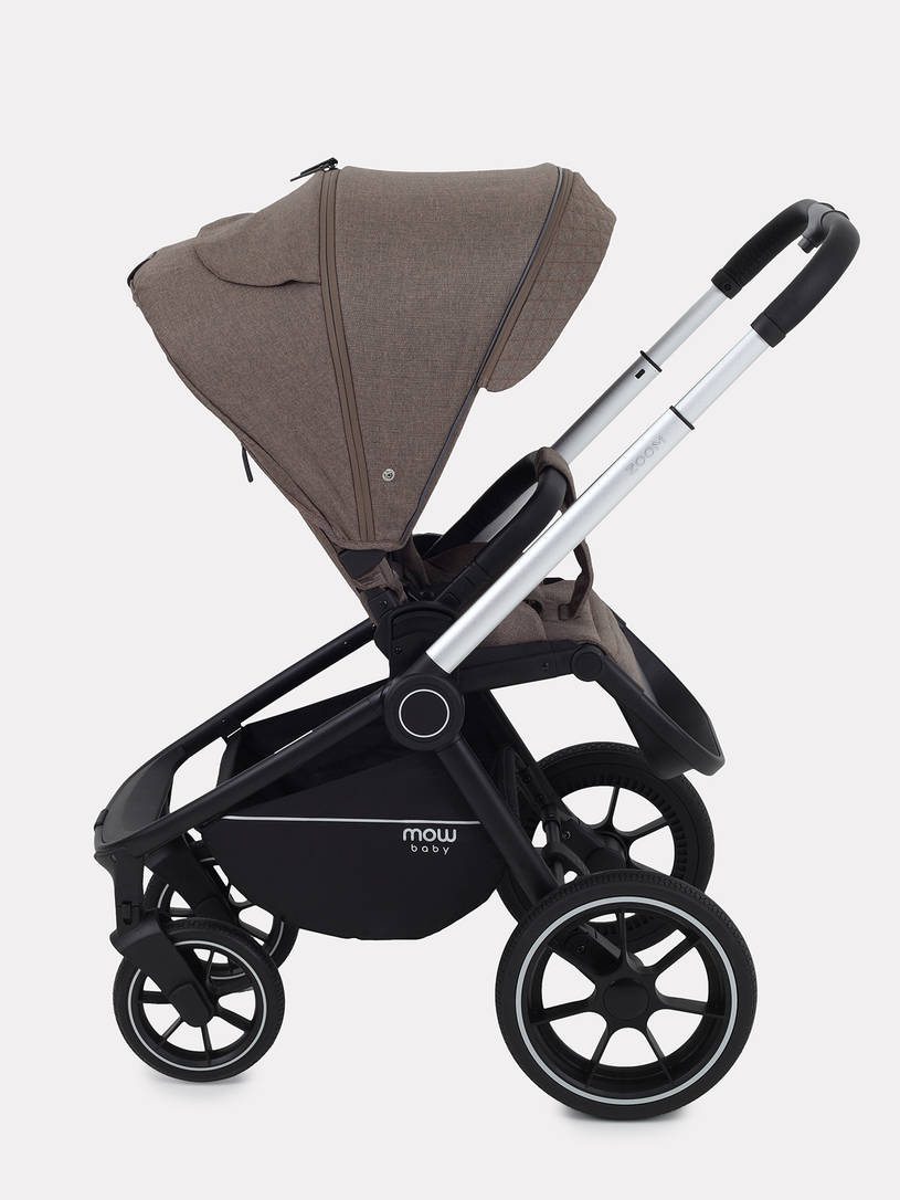 Коляска 2 в 1 Mowbaby Zoom PU silver cacao brown