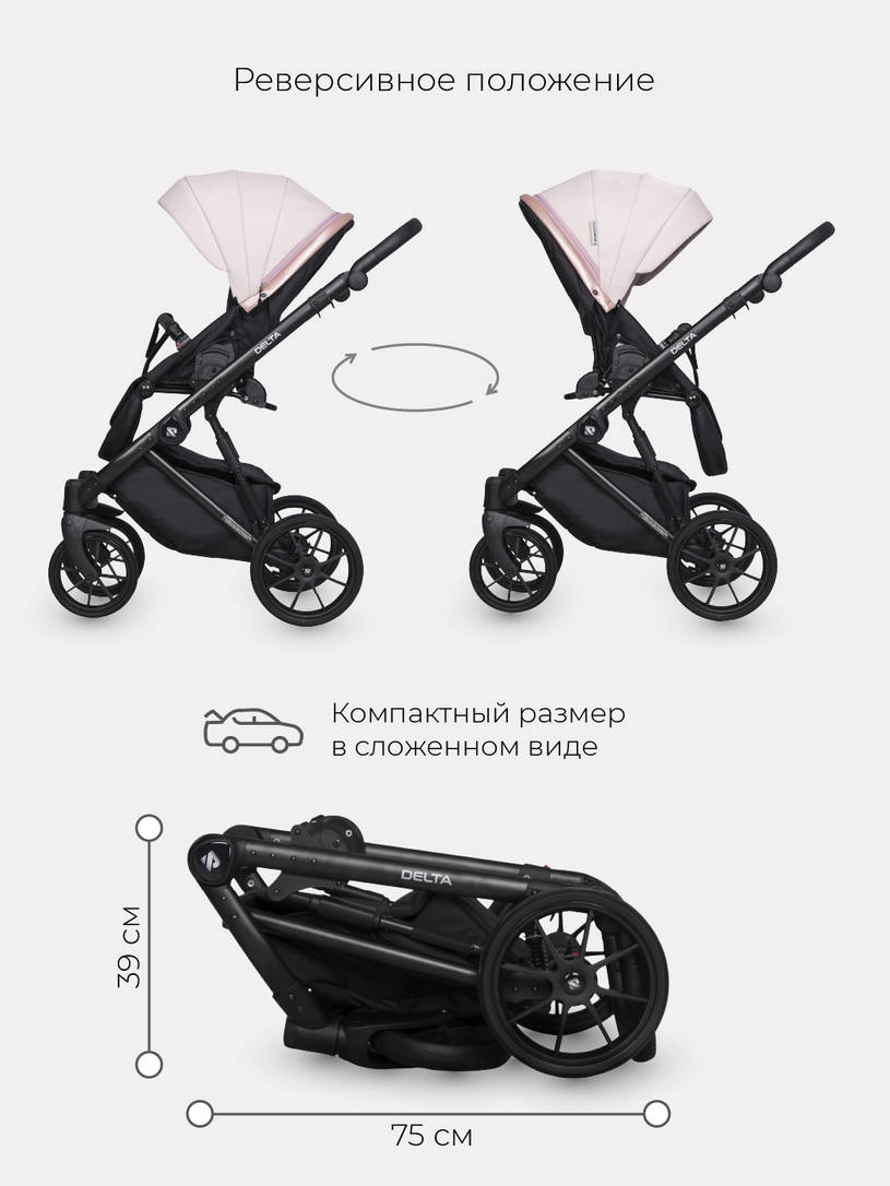 Коляска 2 в 1 RIKO BASIC DELTA ECCO 14 Rose