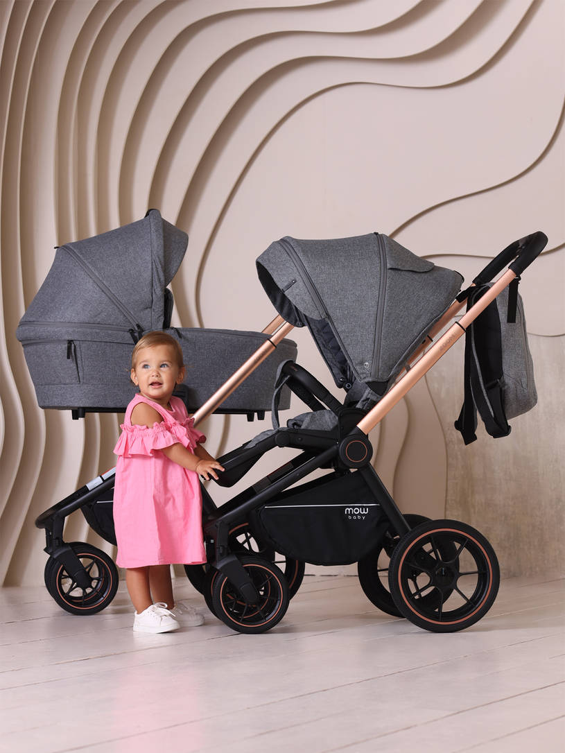 Коляска 2 в 1 MOWBaby ZOOM PU RA086 Gold Grey