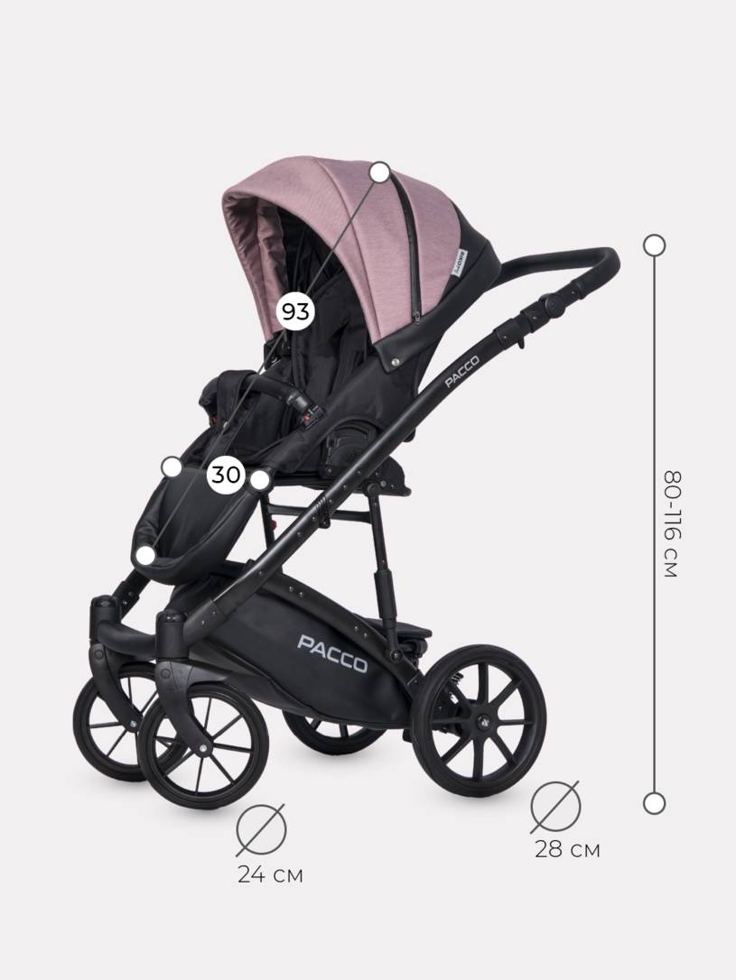 Коляска 3 в 1 Riko Basic Pacco 02 pink