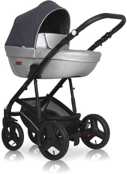 Коляска 2 в 1 Riko Basic Aicon 08 черно-серебряный