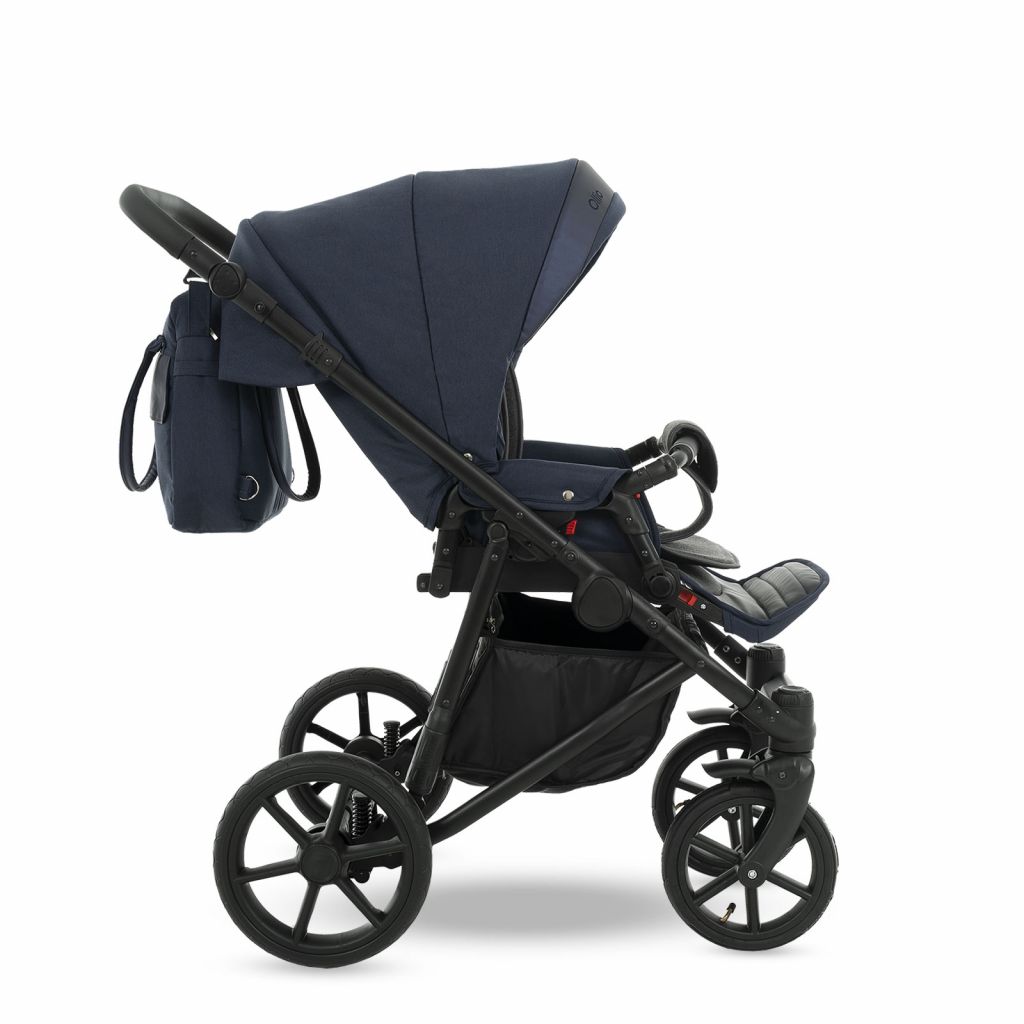 Коляска 2 в 1 Camarelo Ollio, Синий меланж / Синяя эко-кожа (04)