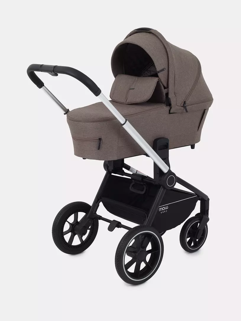 Коляска 3 в 1 Mowbaby Zoom PU silver cacao brown