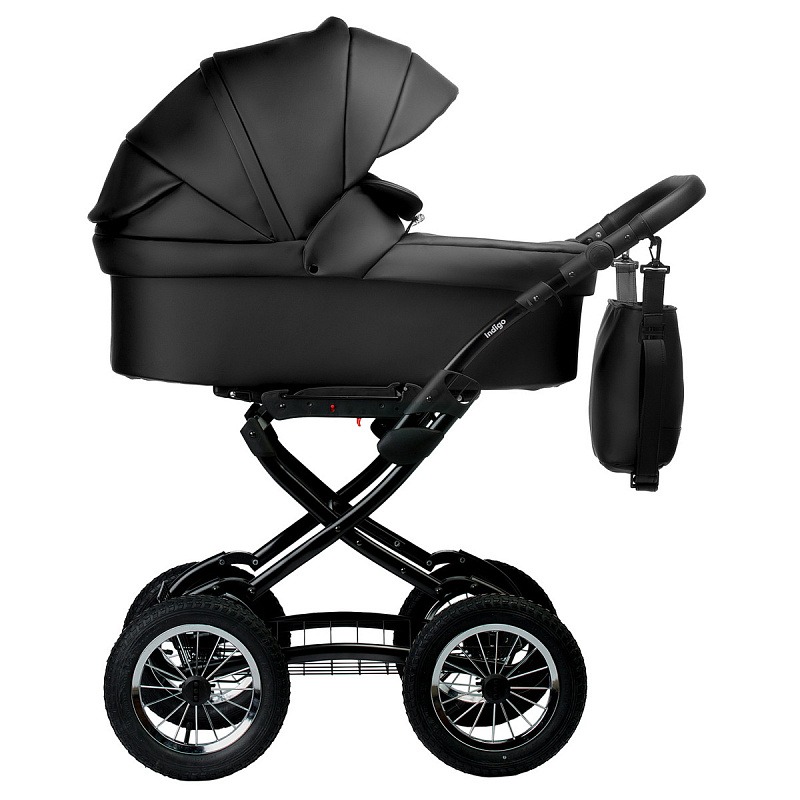 Коляска 2 в 1 Indigo Barbara Eco Classic, Be 03 (Черная кожа)