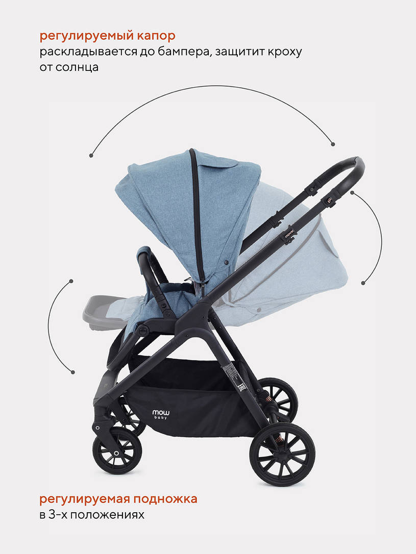 Коляска 2 в 1 Mowbaby Move 2023 с сумкой Blue