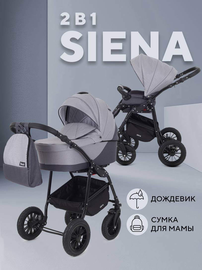 Коляска Rant Siena 2024 02 темно-серый - светло-серый