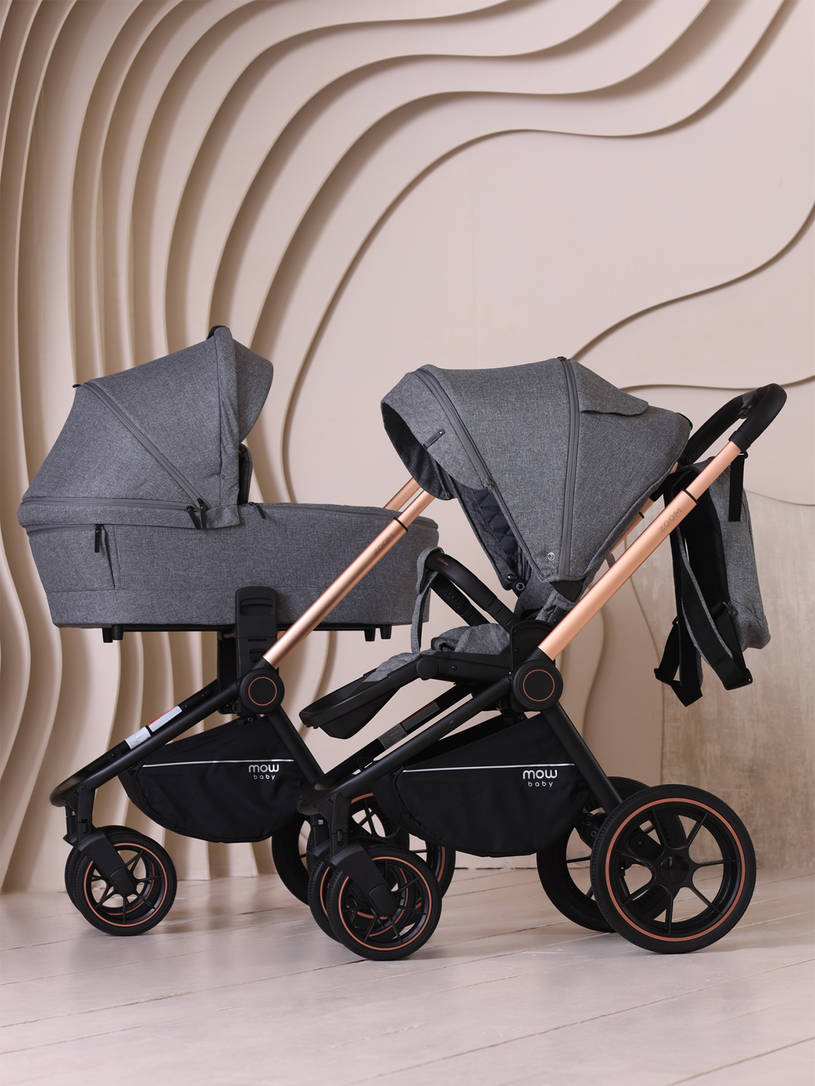 Коляска 2 в 1 MOWBaby ZOOM PU RA086 Gold Grey