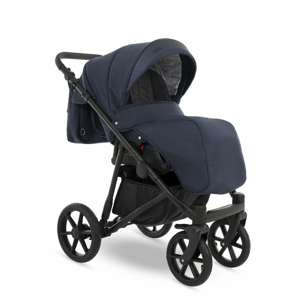 Коляска 2 в 1 Camarelo Ollio, Синий меланж / Синяя эко-кожа (04)