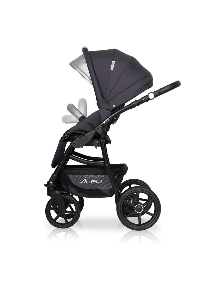 Коляска 2 в 1 Riko Basic Alfa Ecco 01 черно-серебристый