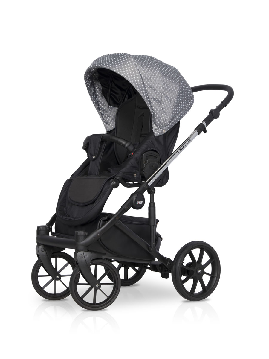 Коляска 2 в 1 Riko Basic Vest Lux 01 Crystal серый