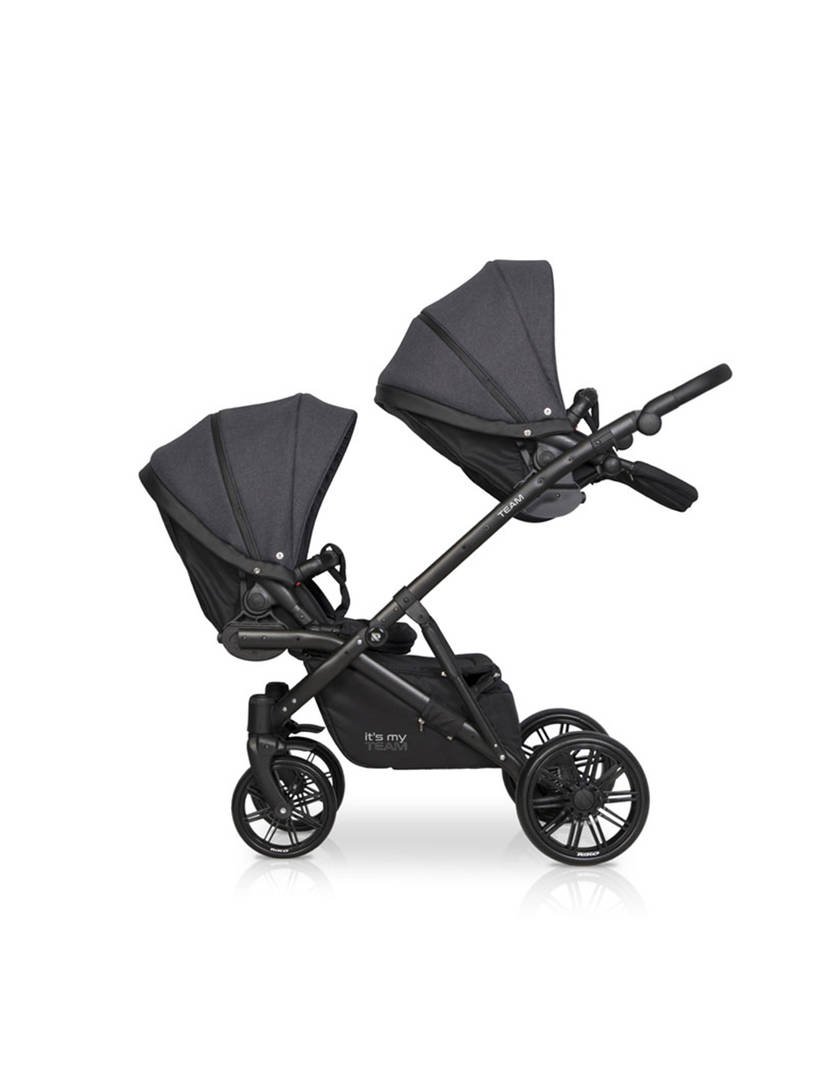Коляска для двойни 2 в 1 Riko Team 2020 темно-серый