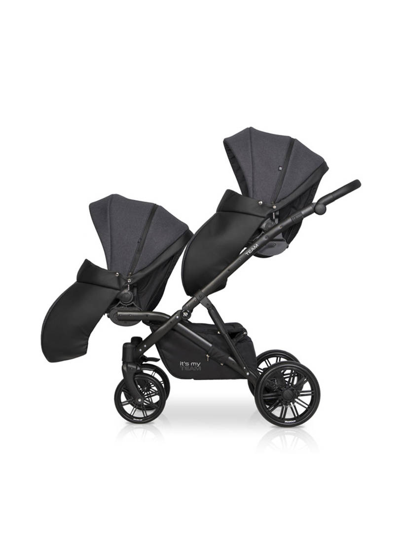 Коляска для двойни 2 в 1 Riko Team 2020 темно-серый