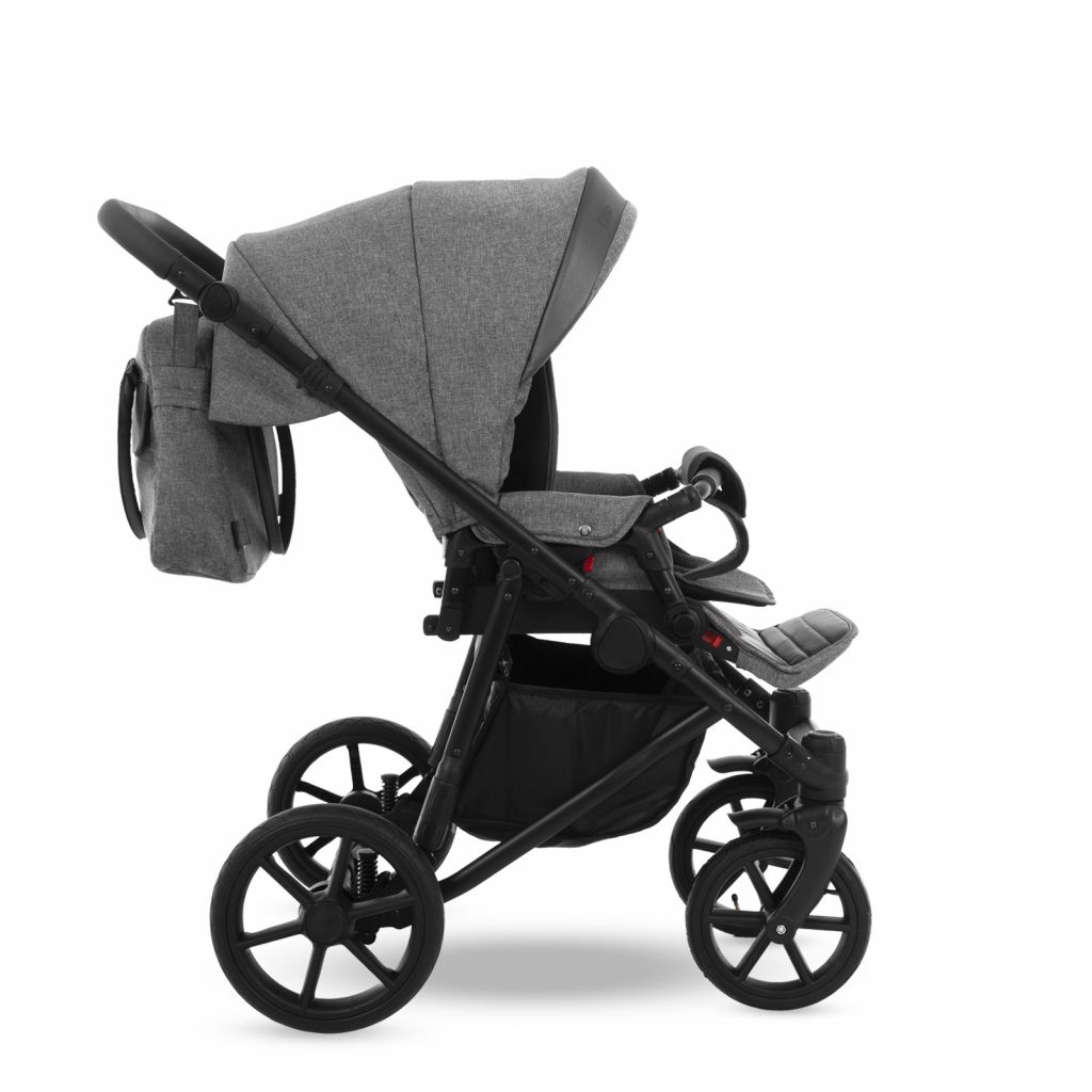 Коляска 2 в 1 Camarelo Ollio, Серый меланж / Темно-серая эко-кожа (01)