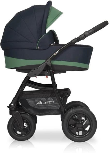 Коляска 3 в 1 Riko Basic Alfa 02 черно-зеленый