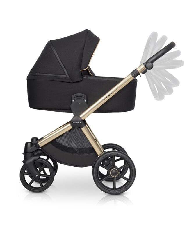 Коляска 2 в 1 Riko Qubus 05 черно-золотой