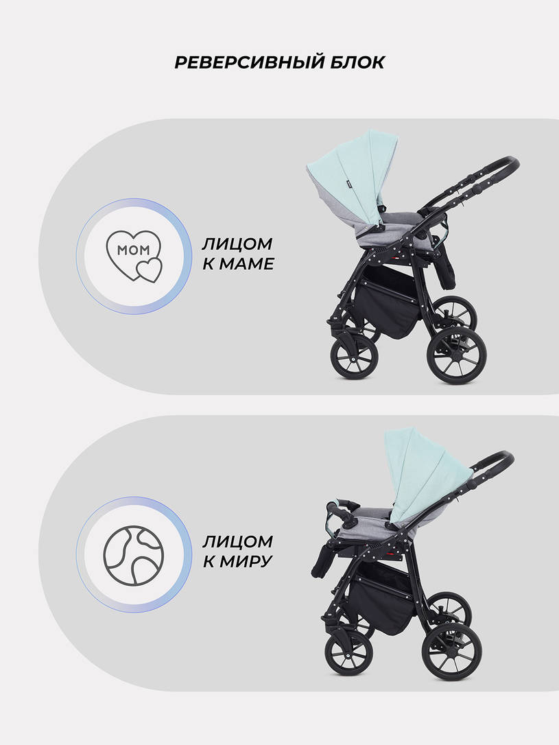 Коляска 2 в 1 Rant Dream 2024 10 серый-ментоловый