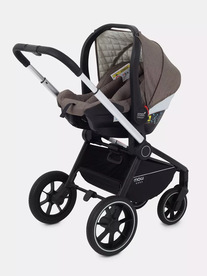 Коляска 3 в 1 Mowbaby Zoom PU silver cacao brown
