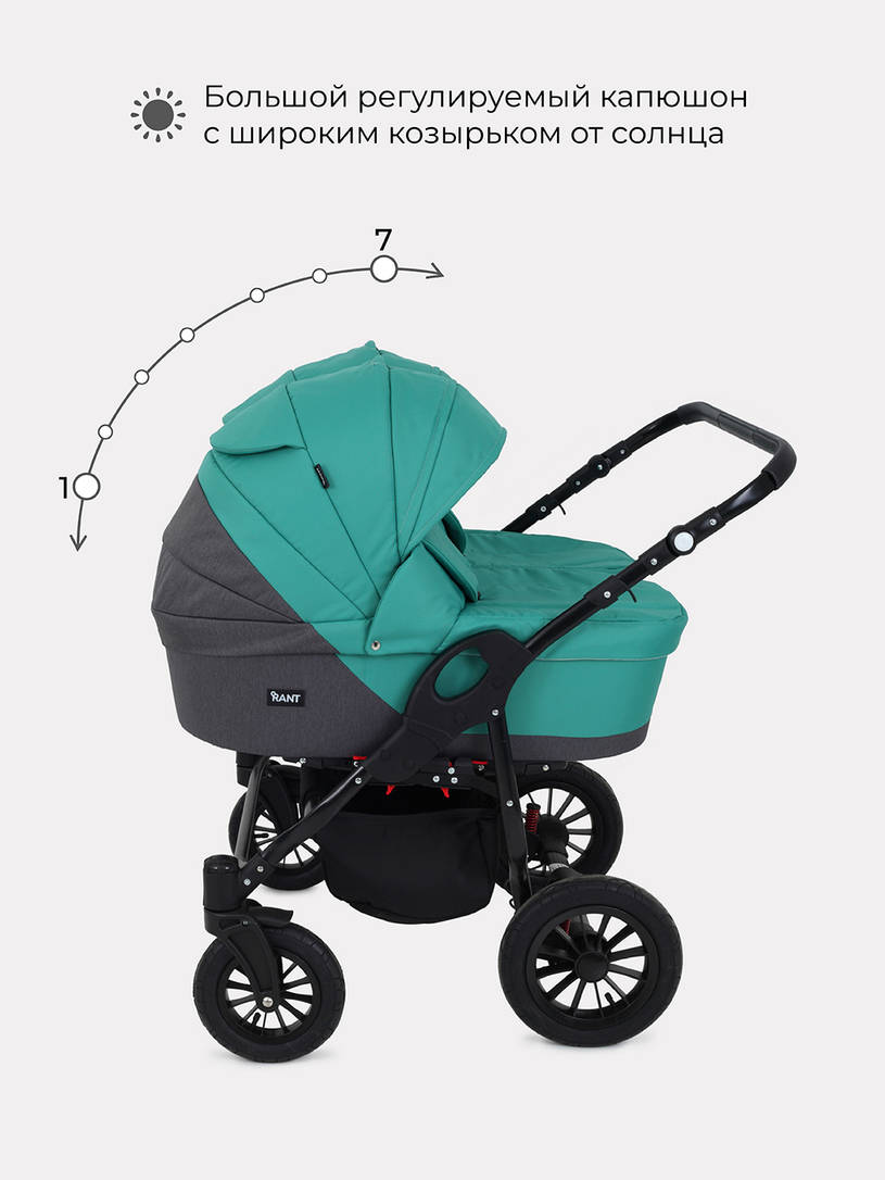 Коляска для двойни 2 в 1 Rant Siena Duo 11 серый-темно-зеленый