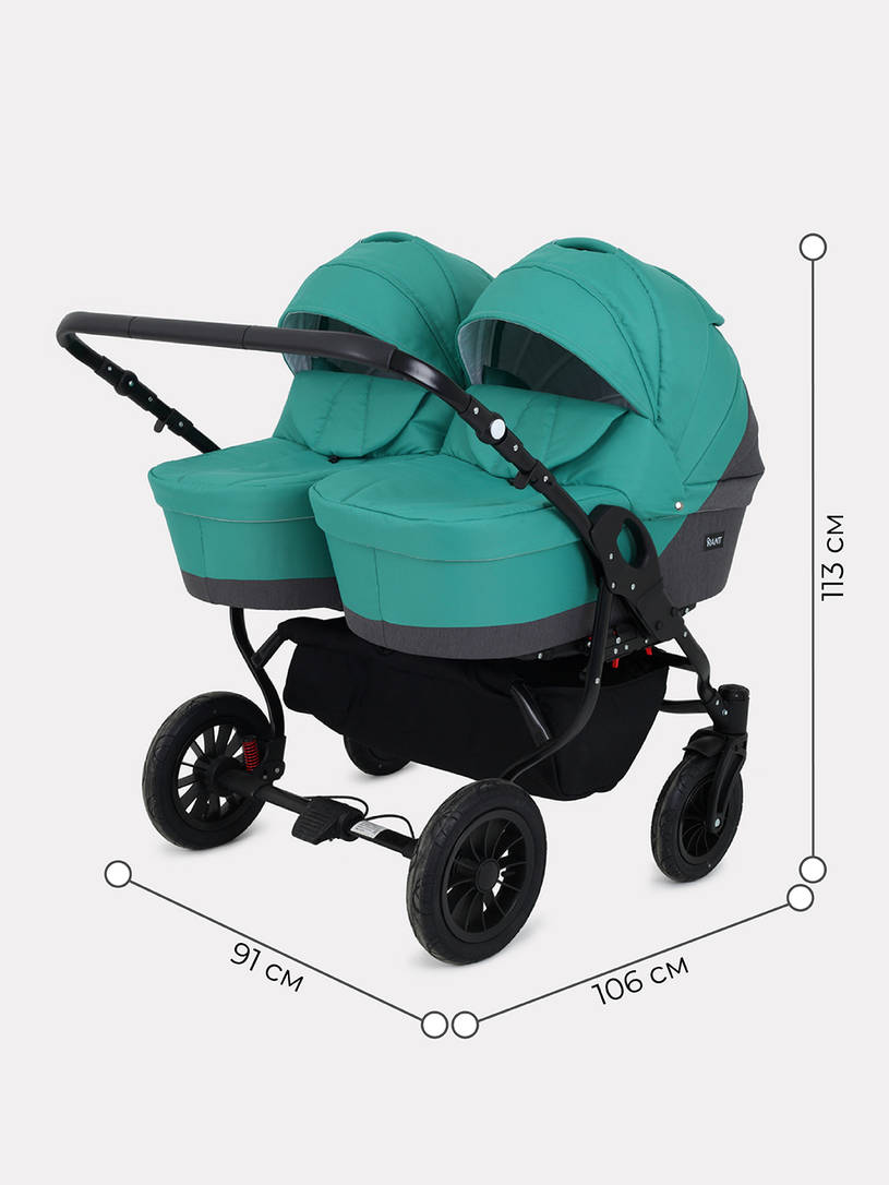 Коляска для двойни 2 в 1 Rant Siena Duo 11 серый-темно-зеленый