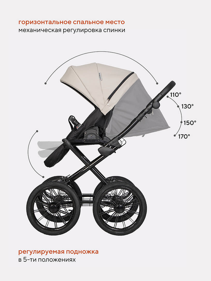 Коляска 2 в 1 Riko Basic Ozon Prestige 05 белая экокожа