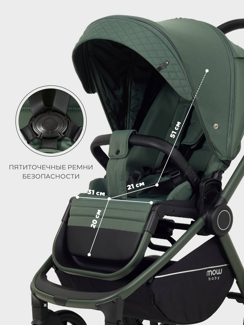 Коляска 2 в 1 Mowbaby Zoom PU Forest green