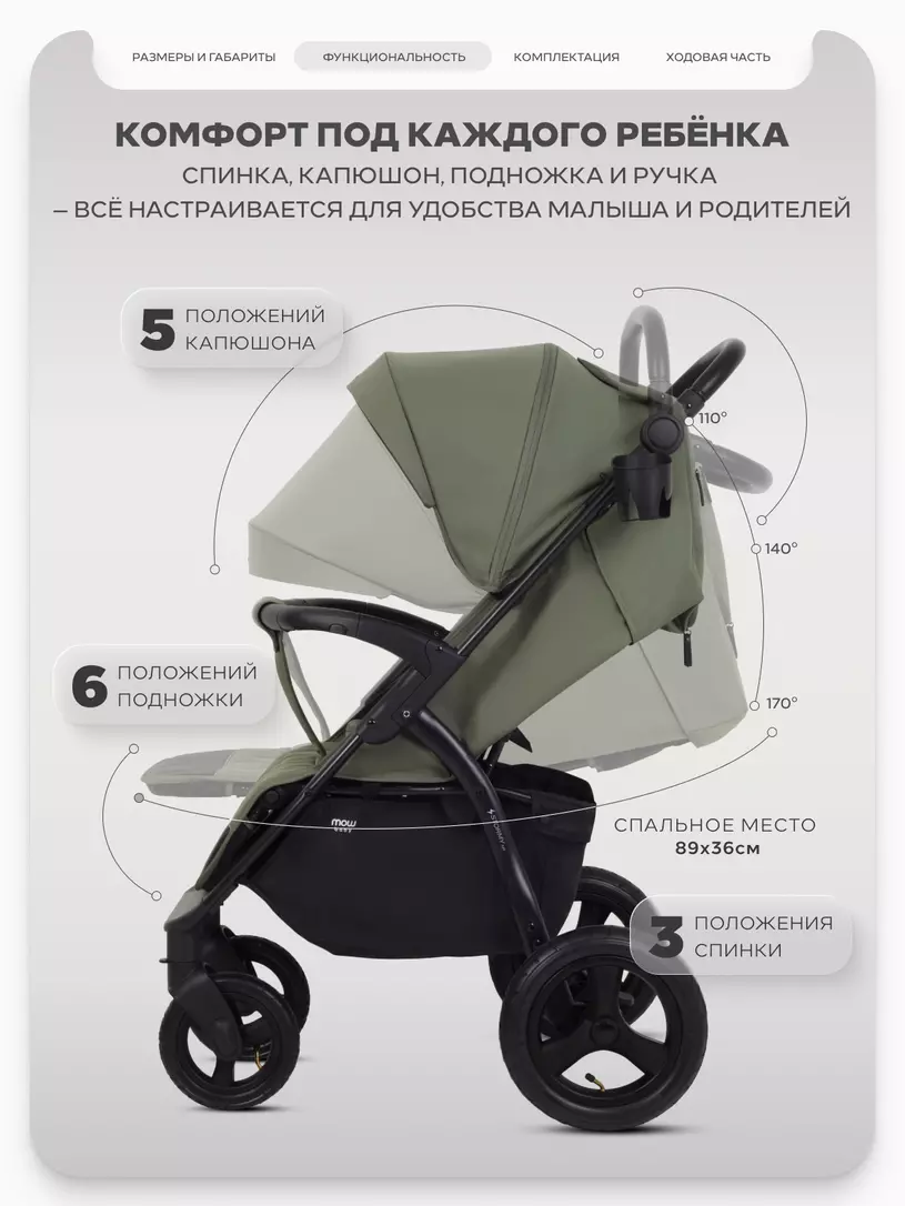 Коляска прогулочная Mowbaby Stormy Olive