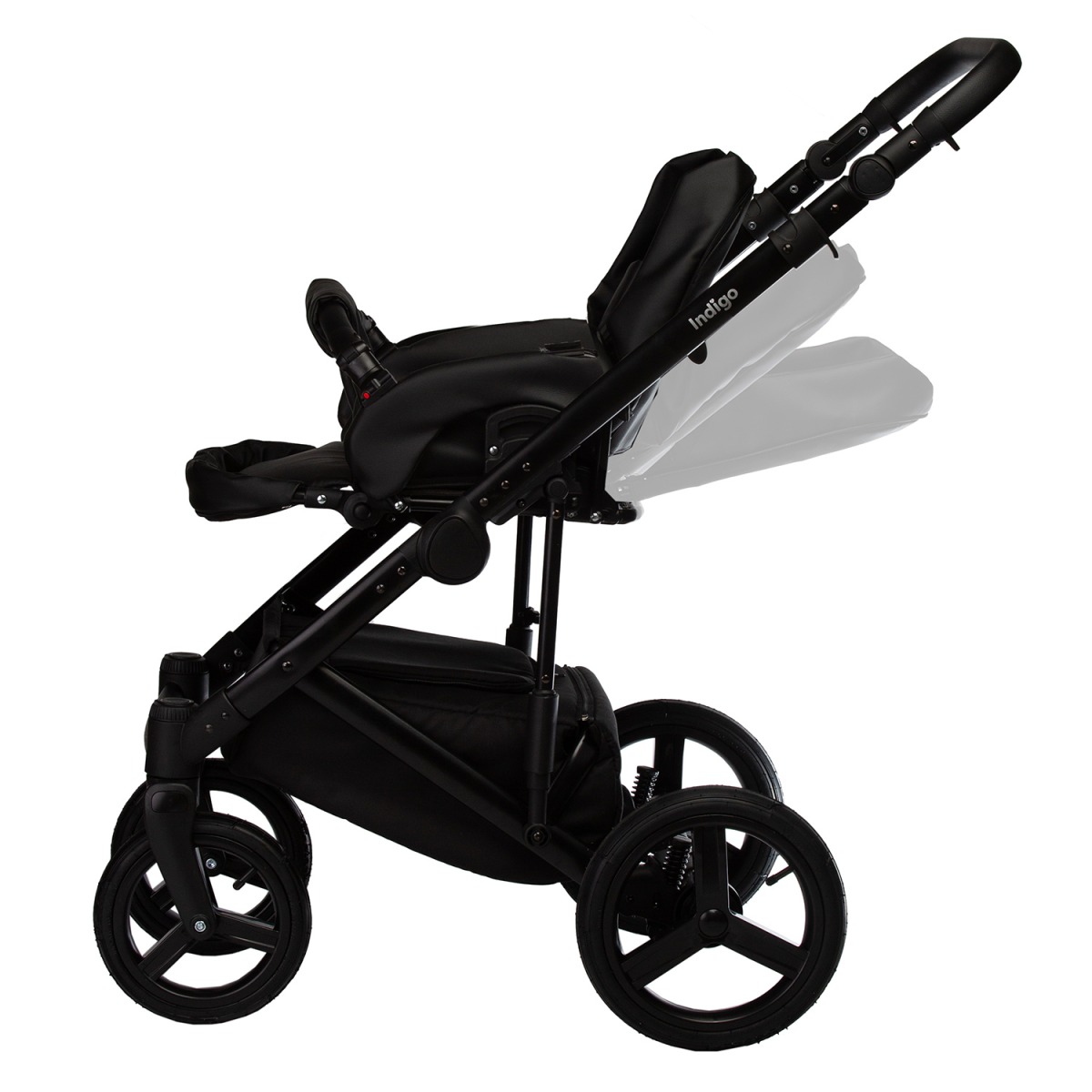 Коляска 2 в 1 Indigo Tour Eco, Te 04 (Черная кожа + Темно-бежевая кожа)