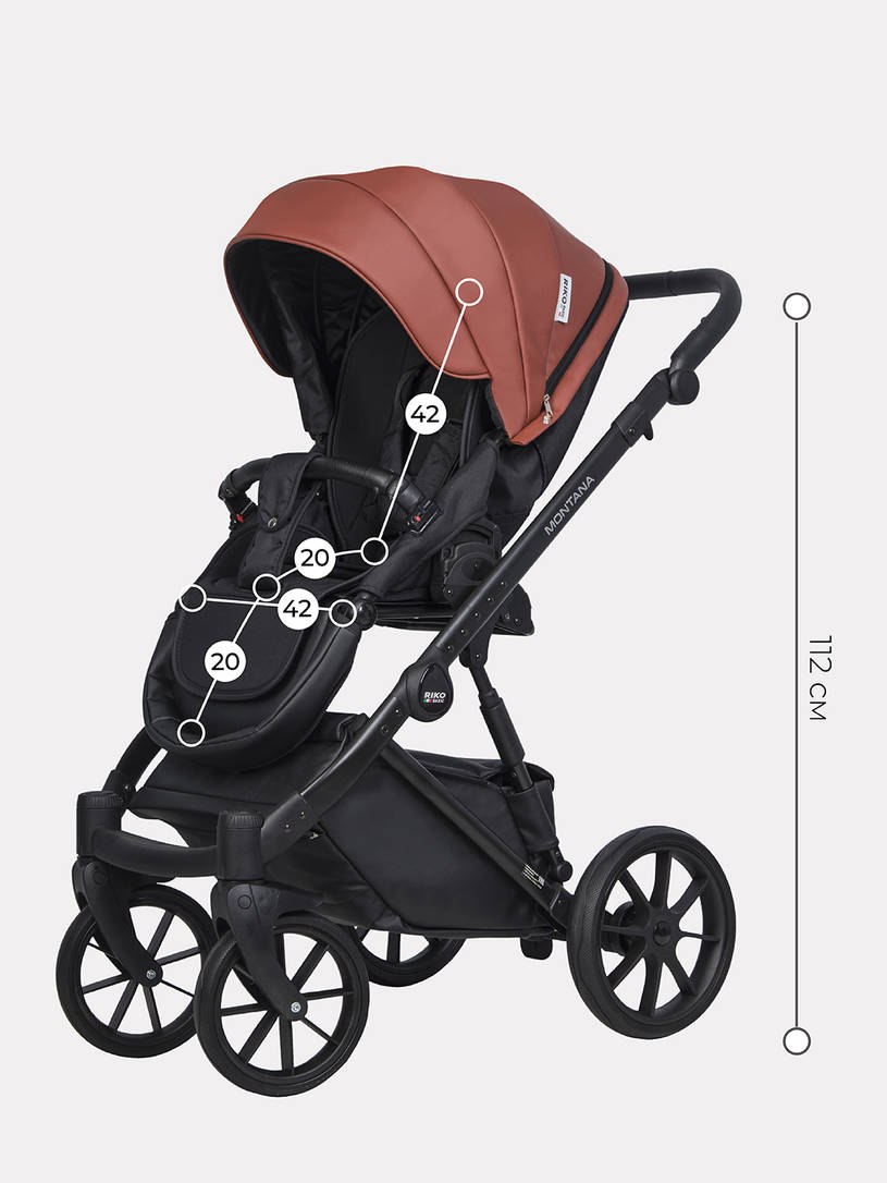 Коляска 2 в 1 Riko Basic Montana Ecco 17, Maroon