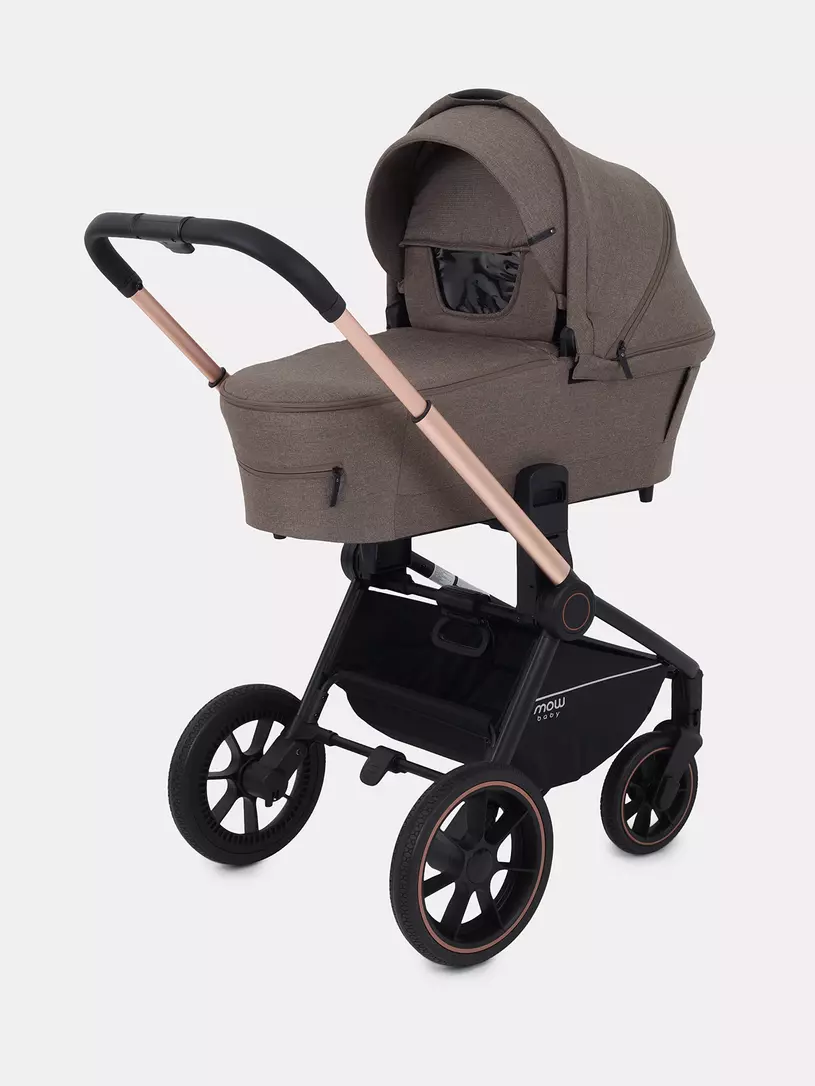 Коляска 3 в 1 Mowbaby Zoom PU gold cacao brown