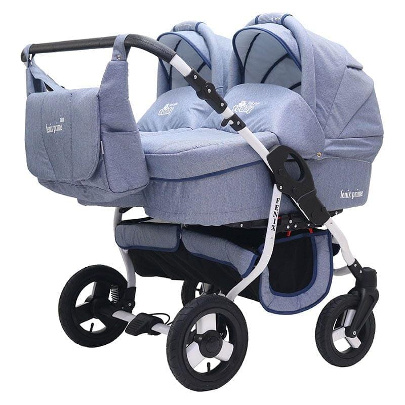 Коляска для двойни 2 в 1 Bart-Plast Fenix Duo Prime 04 голубой джинс