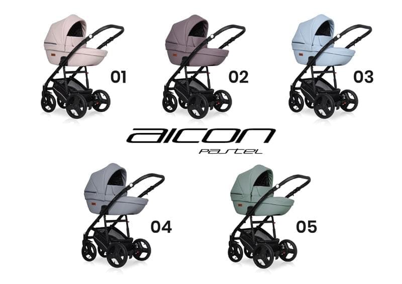 Коляска 2 в 1 Riko Basic Aicon Pastel 03 голубой