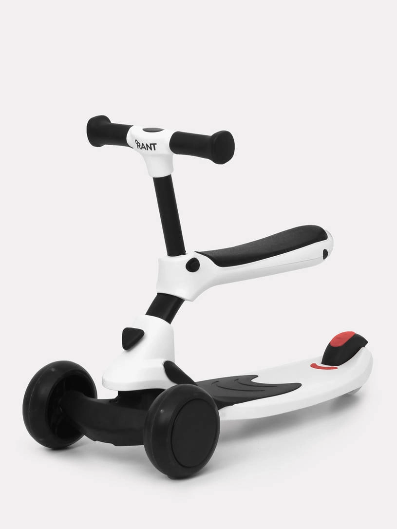 Беговел-самокат Rant Rider Plus со светящимися колесами белый