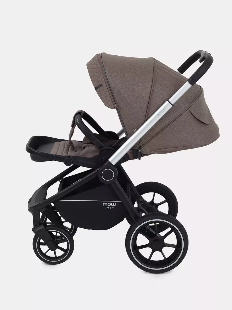 Коляска 3 в 1 Mowbaby Zoom PU silver cacao brown