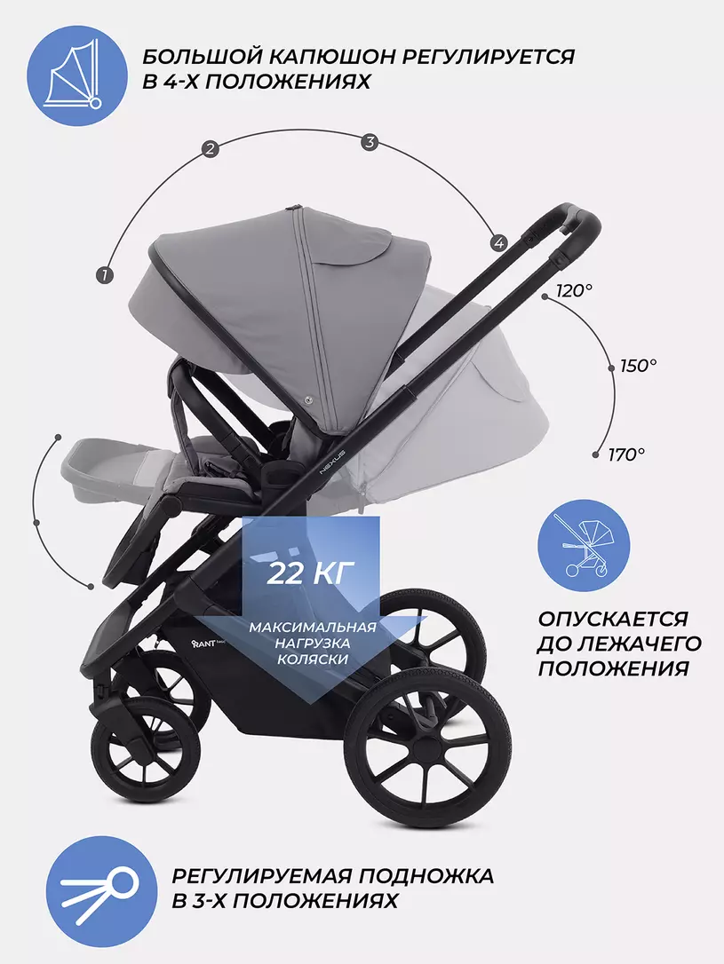 Коляска 2 в 1 Rant Basic Nexus 2025 Grey