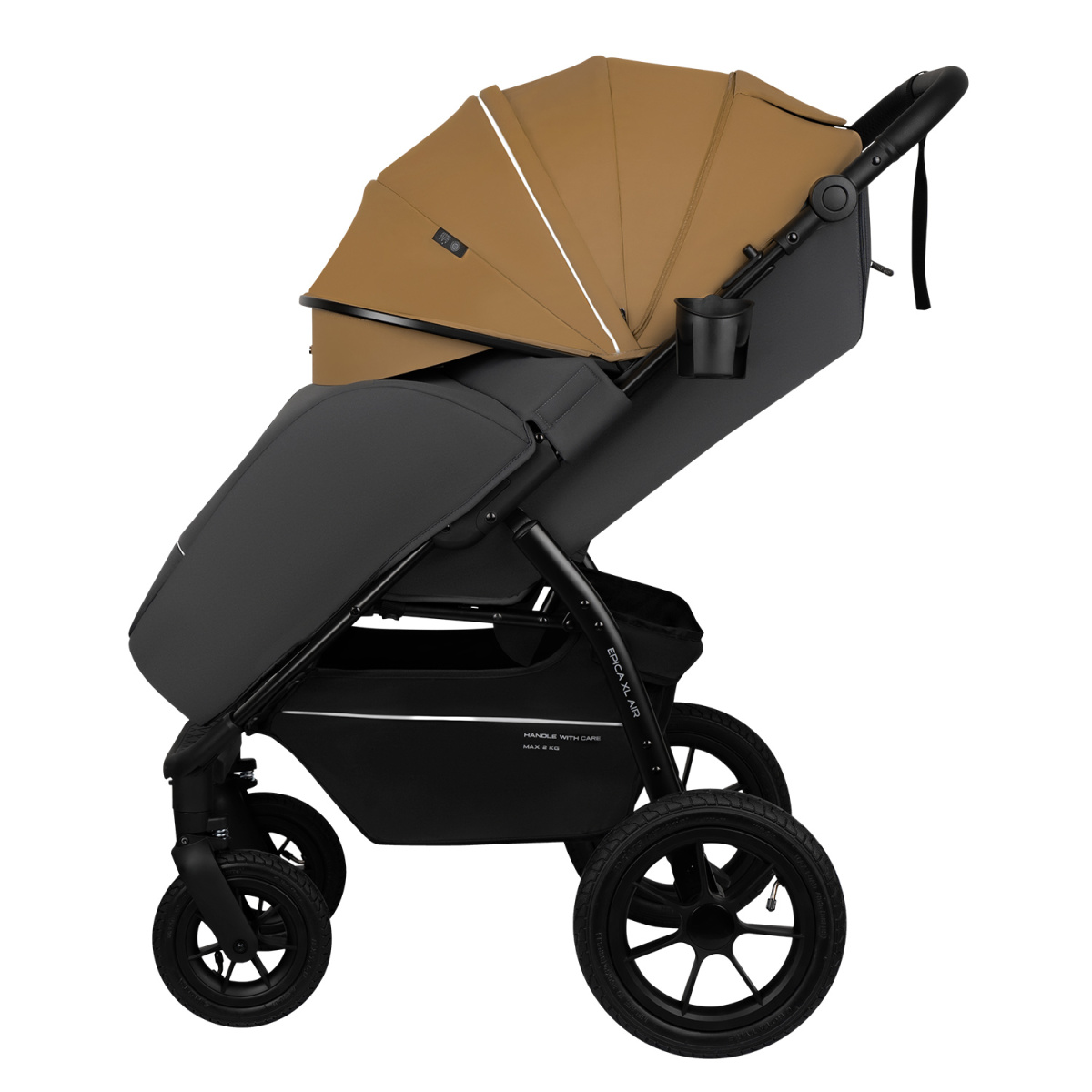 Коляска прогулочная Indigo EPICA XL AIR с сумкой бежевый-серый