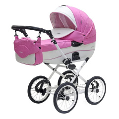 Коляска 2 в 1 Riko Bruno Ecco Prestige 18 бело-розовый