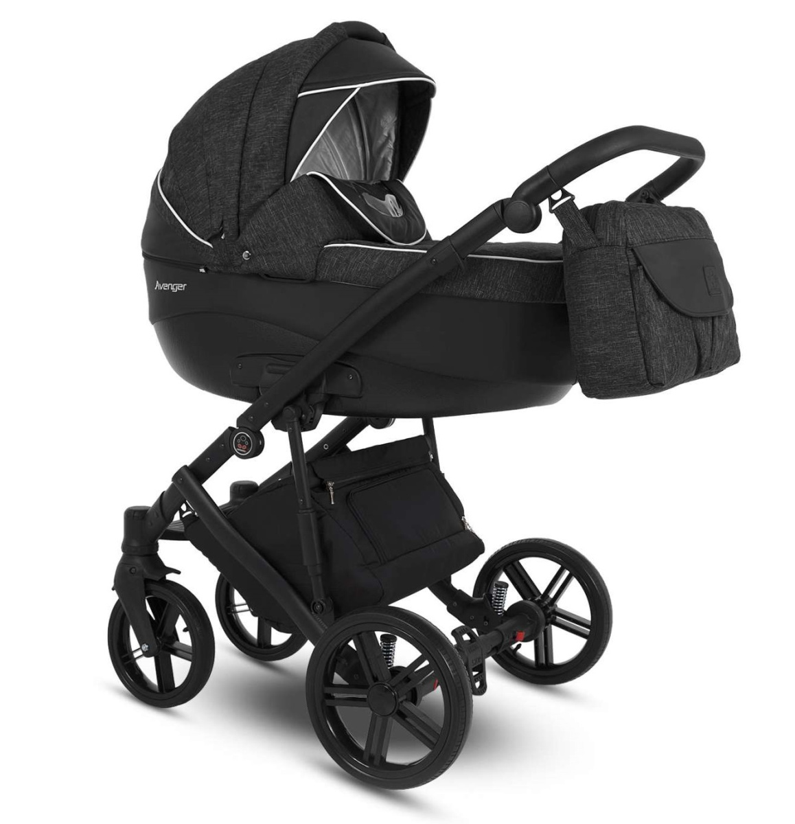 Коляска Camarelo Avenger 2 в 1черный меланж/черная экокожа