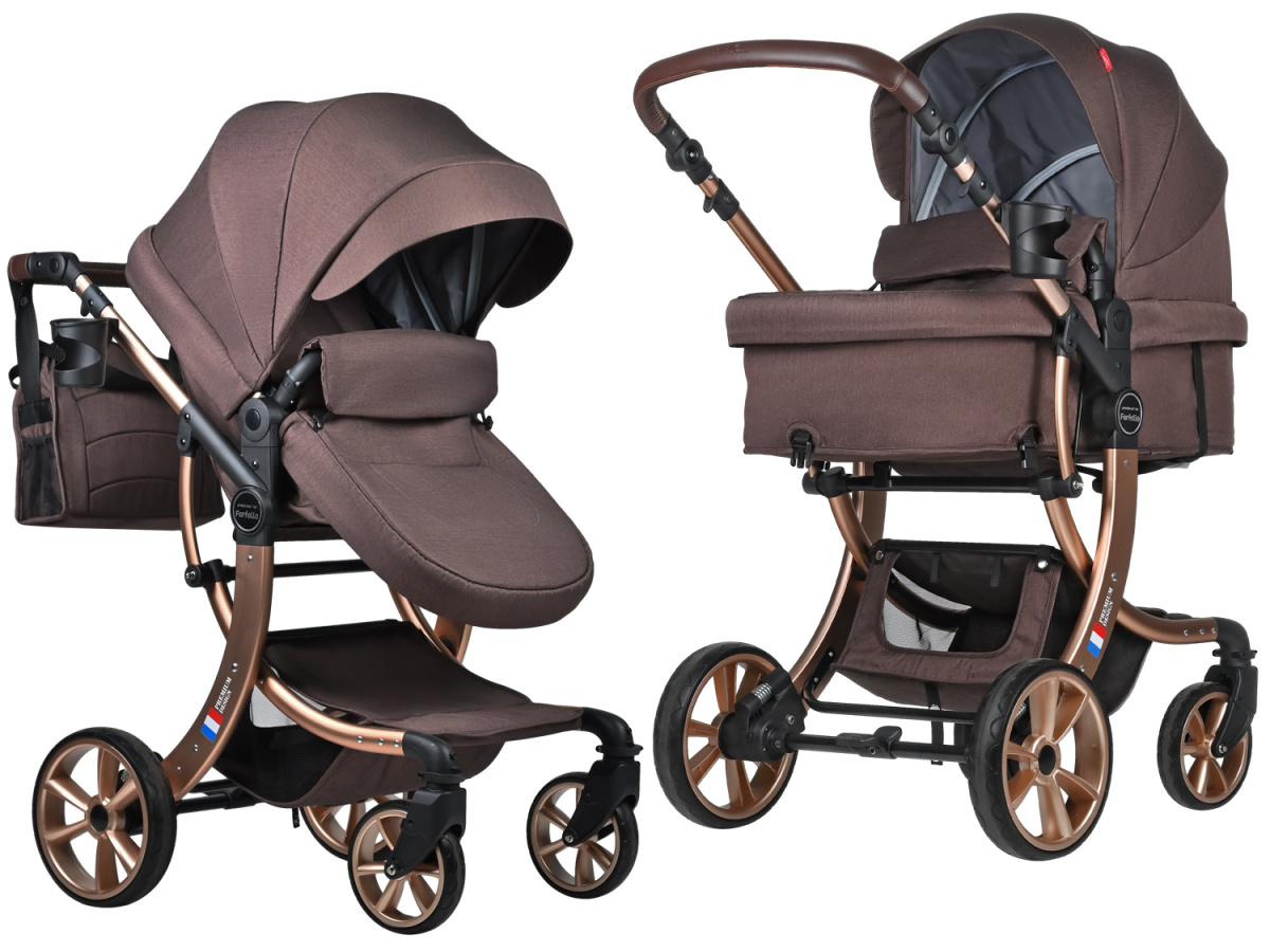 Коляска трансформер Farfello Aimile Original New Gold (Шоколадный NDG-3)