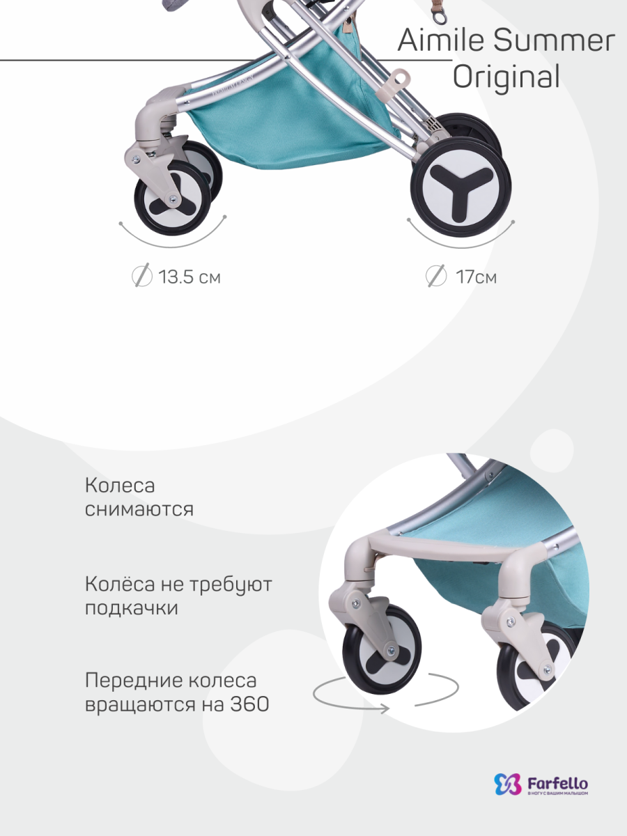 Коляска детская Farfello Aimile Summer Original (Pearl) Мятный ASP-3