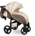 Прогулочная коляска Camarelo Elf экокожа черная рама светло-бежевый джинс/бежевый