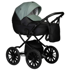 Коляска 2 в 1 Indigo MIO ECO Plus 14 - 05 (черная кожа+шалфей кожа)