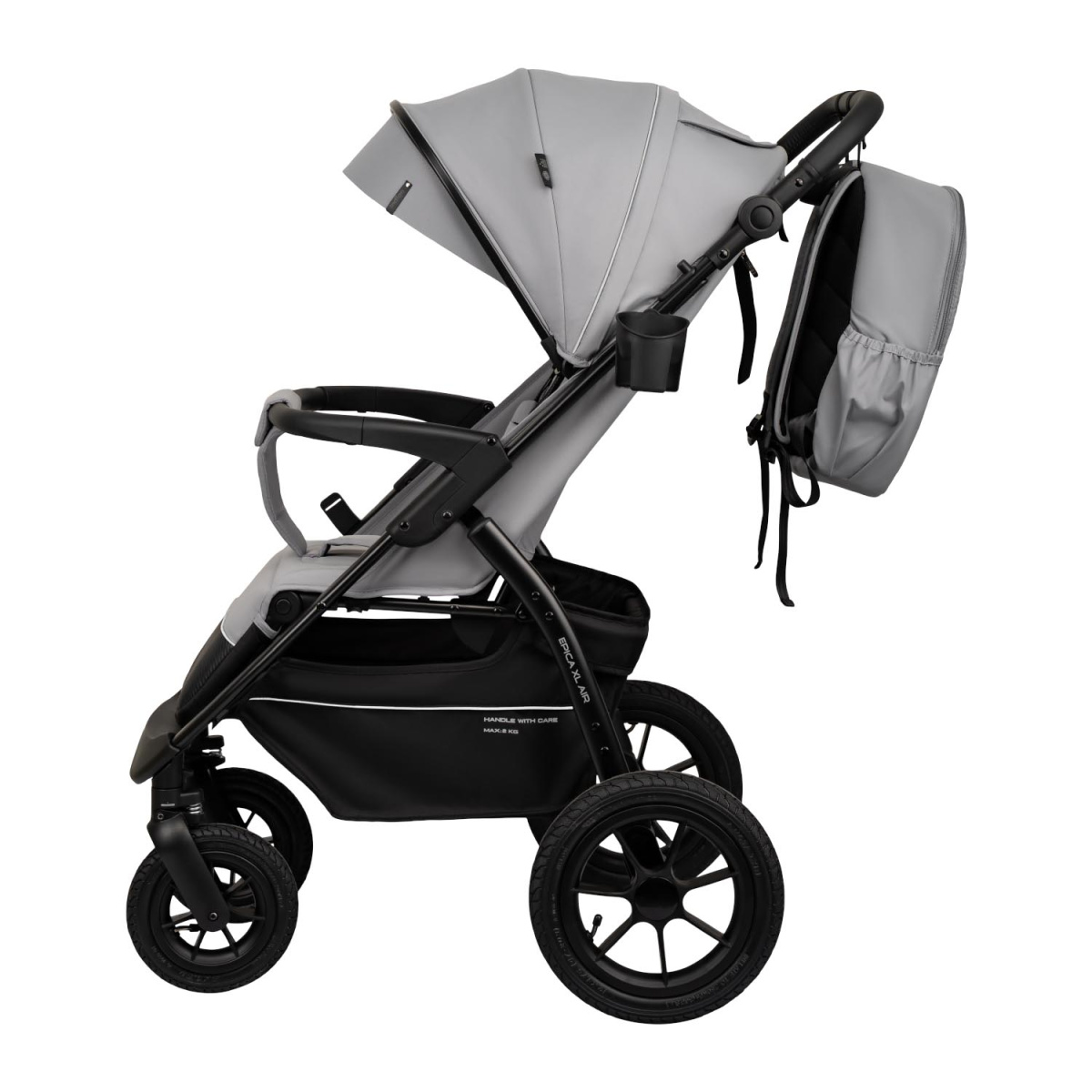 Коляска прогулочная Indigo EPICA XL AIR с сумкой светло-серый