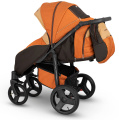 Прогулочная коляска Camarelo Elf экокожа черная рама оранжевый джинс/бежевый